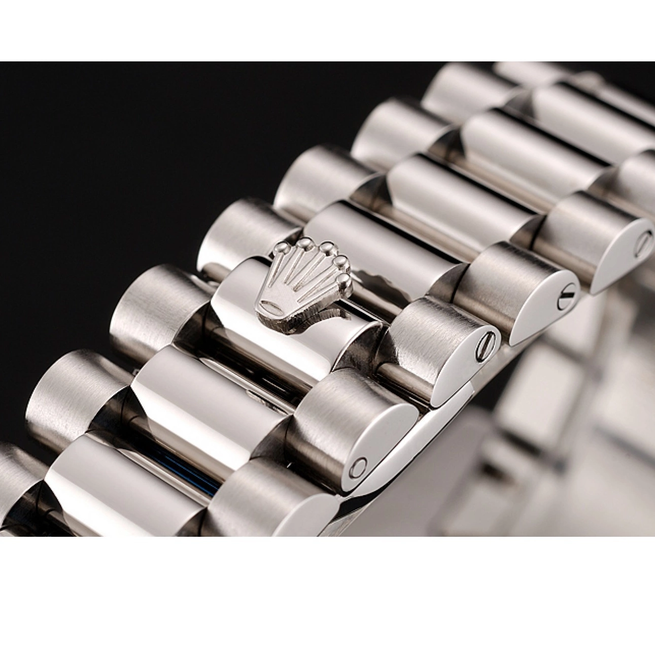 MiroTime 0810 Swiss Rolex Day-Date Black Dial Diamond Case Diamond Numerals Stainless Steel Bracelet 1453966